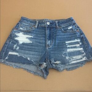 American Eagle Classic Blue Denim Shorts distressed